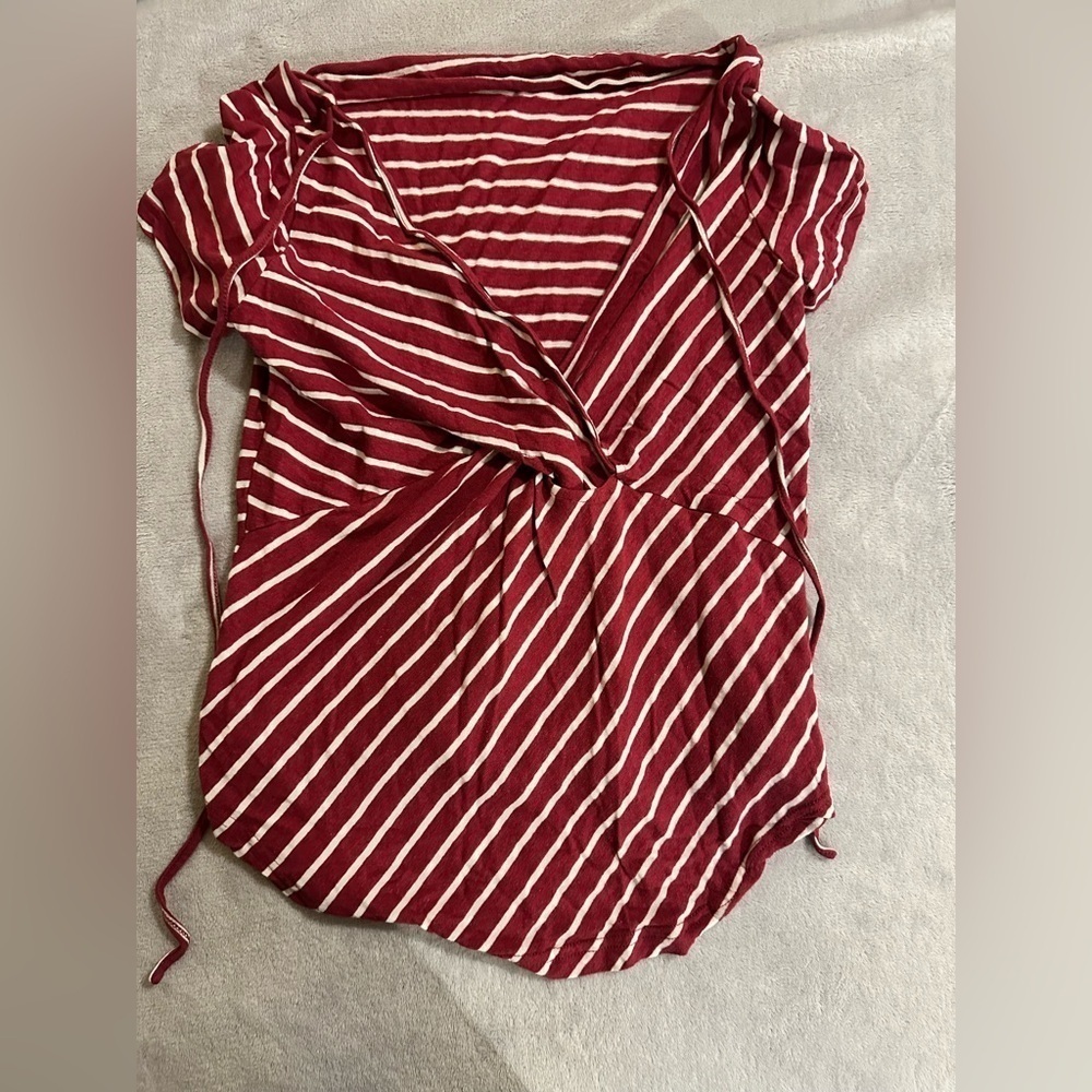 Code x Mode Striped High Low Wrap Style Low Back Women's Top - Picture 2 of 5